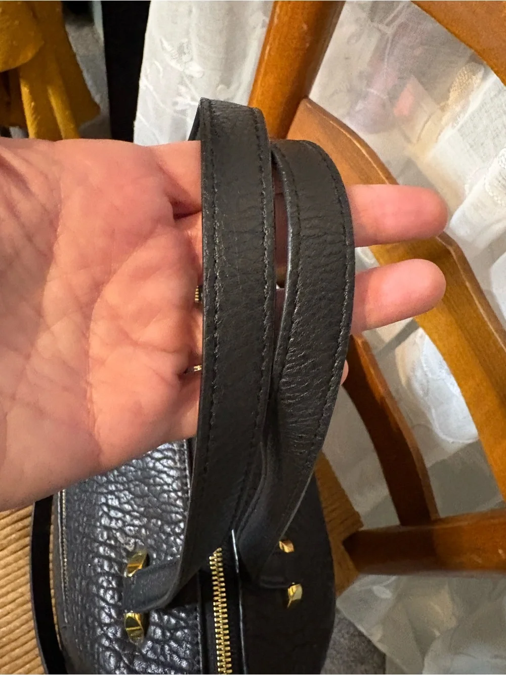 orYANY Black Pebbled Leather Studded Satchel Crossbody Bag